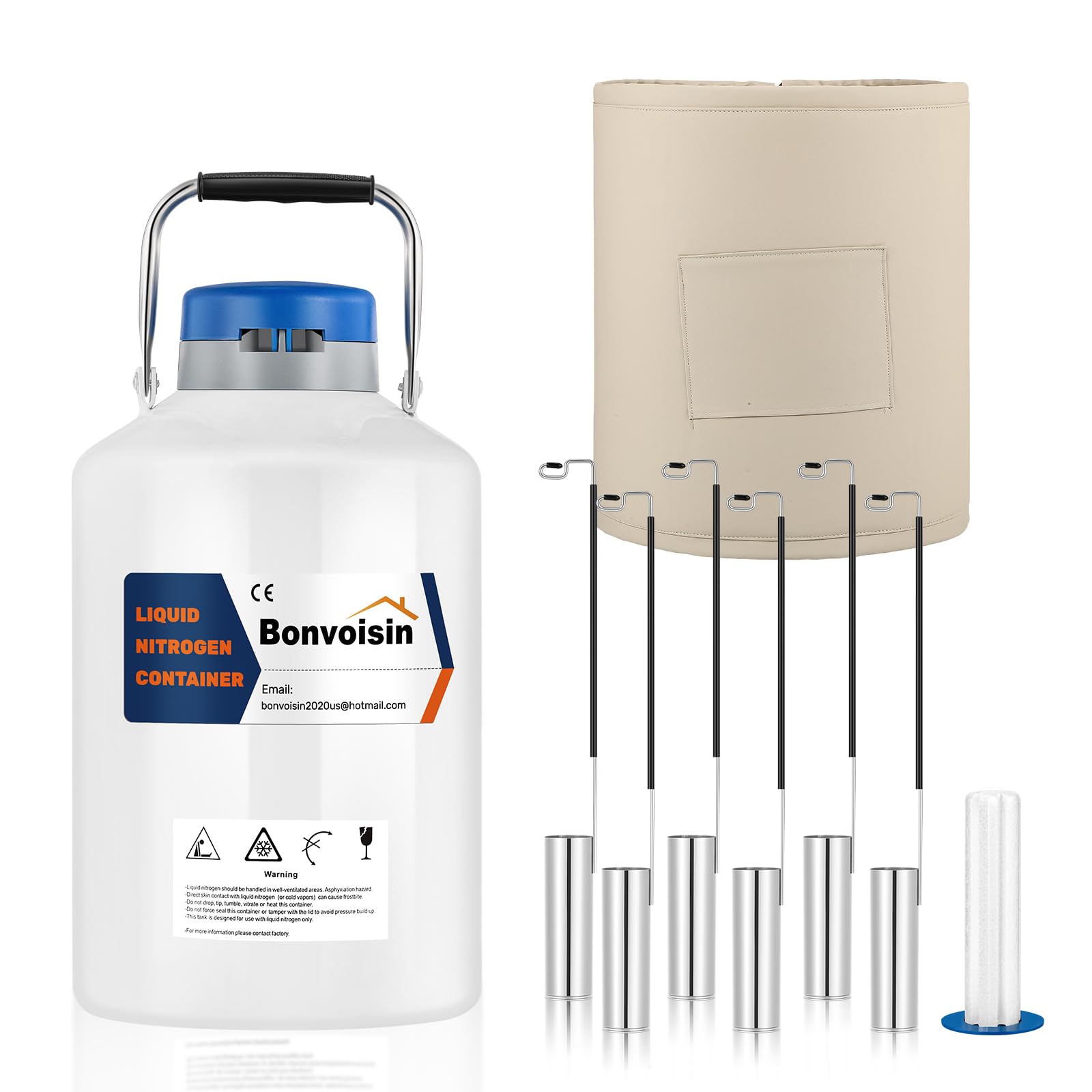 Bonvoisin 3L Liquid Nitrogen Container, LN2 Tank Cryogenic Dewar